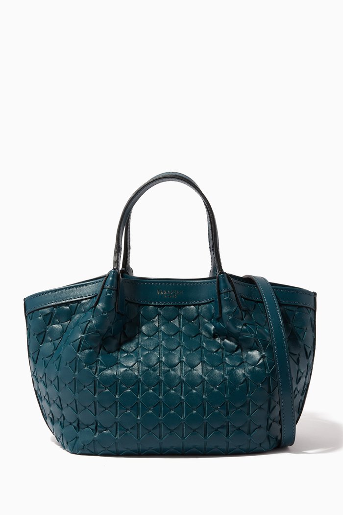

Mini Secret Tote Bag in Mosaico Nappa, Blue