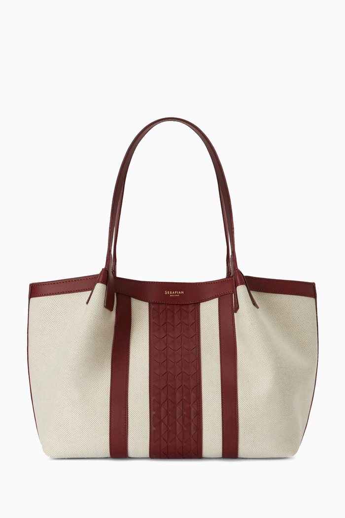 

Small Secret Tote Bag in Canvas & Mosaico Nappa, Multicolour