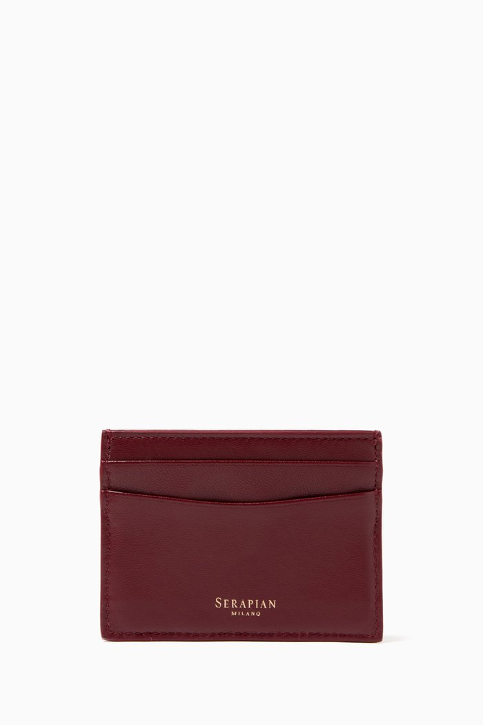 

Card Case in Mosaico Leather, Burgundy