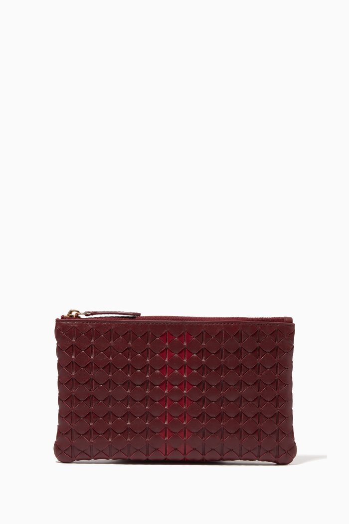 

Zipped Pouch in Mosaico Nappa, Burgundy
