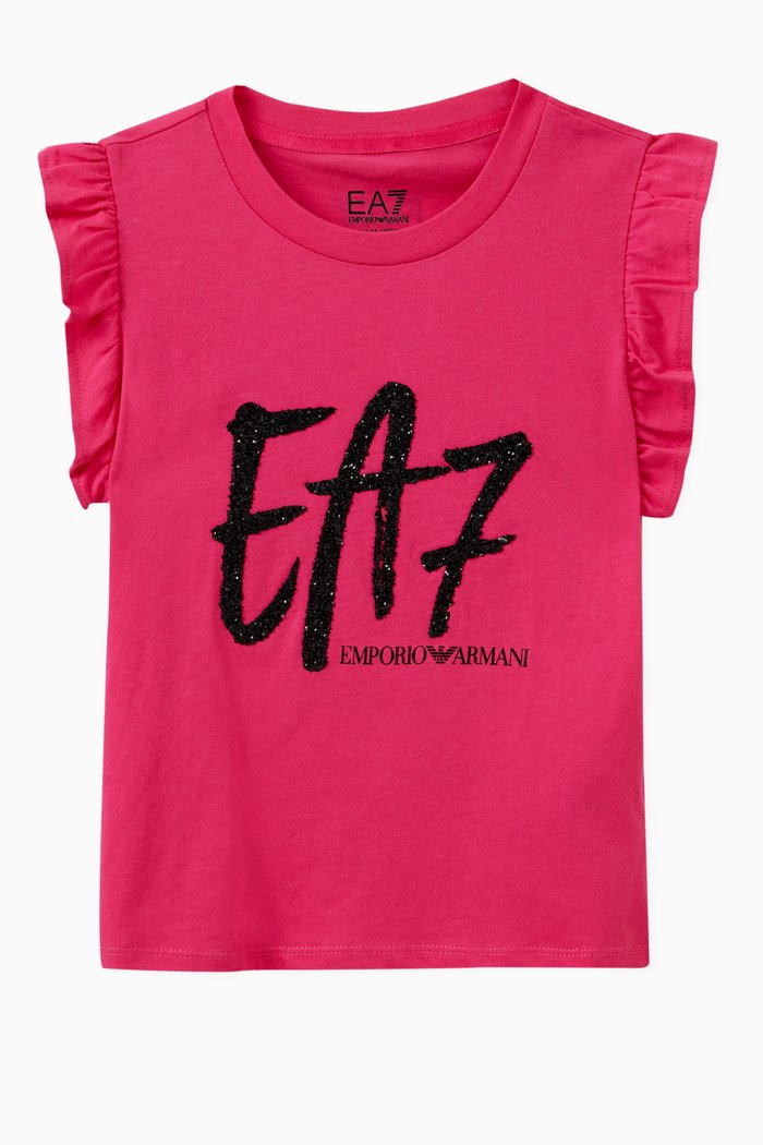 Logo Print T-shirt in Cotton, Pink
