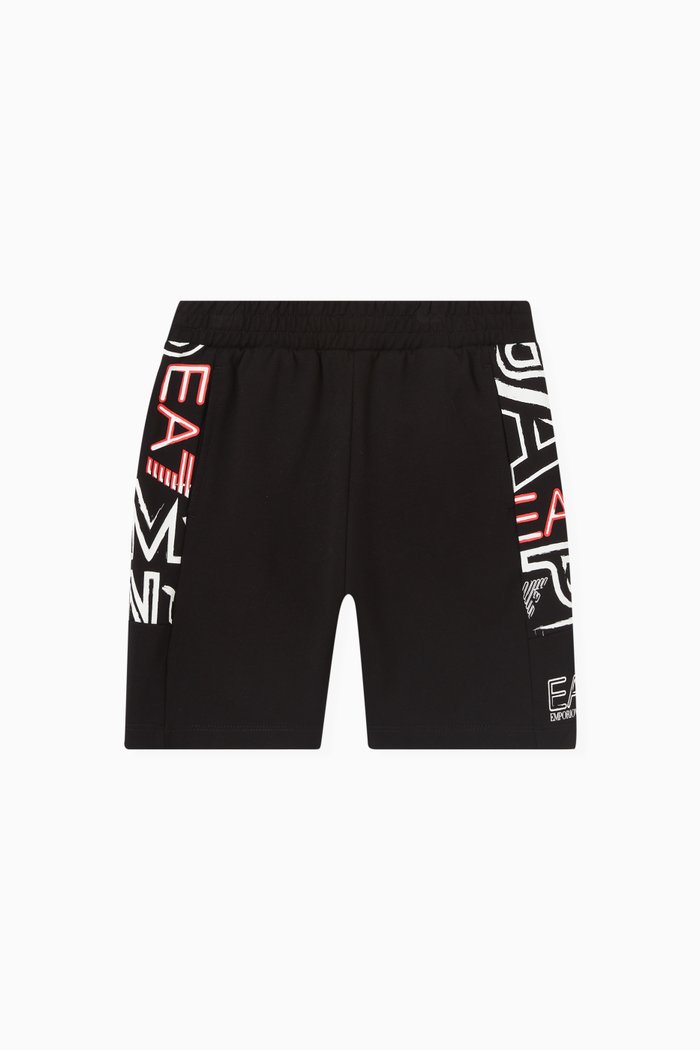 

Logo Print Shorts in Cotton, Black