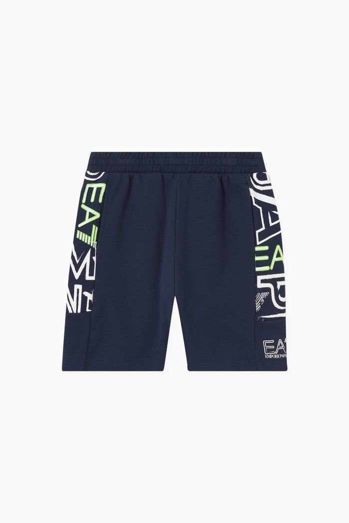 

Logo Print Shorts in Cotton, Blue