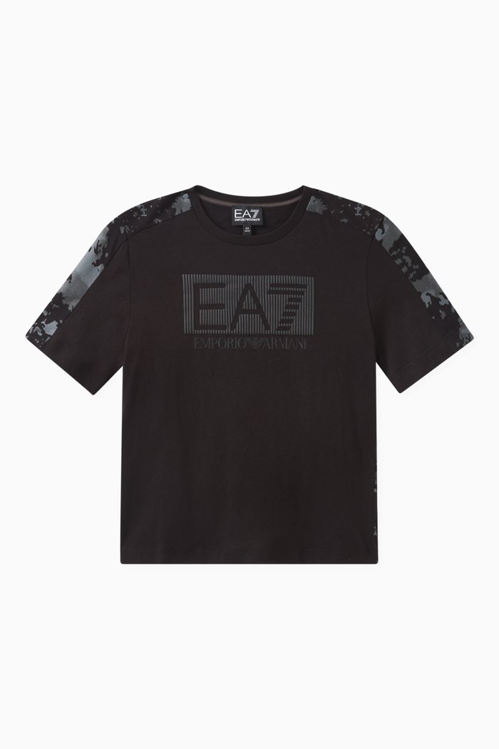 

EA7 Logo Print T-shirt in Cotton, Black