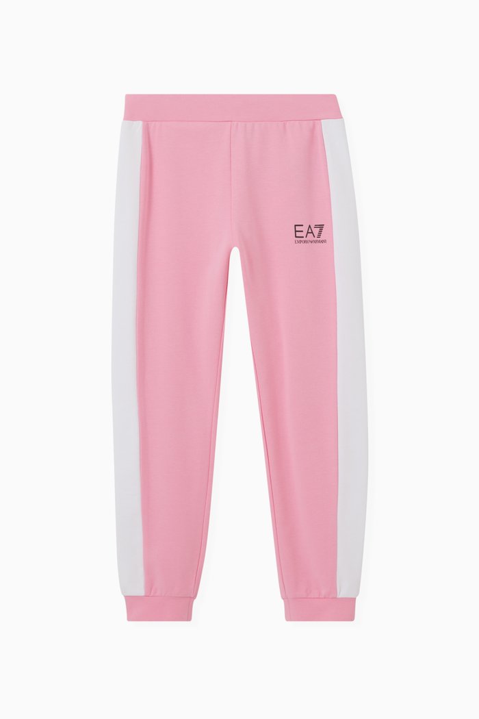 Logo Colour-block Sweatpants in Cotton, Pink