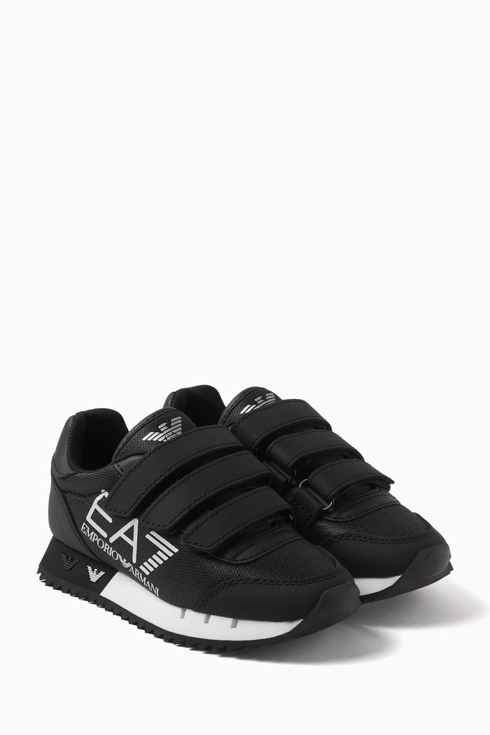 

Two-toned Logo Sneakers in Mesh & Faux Leather, Black