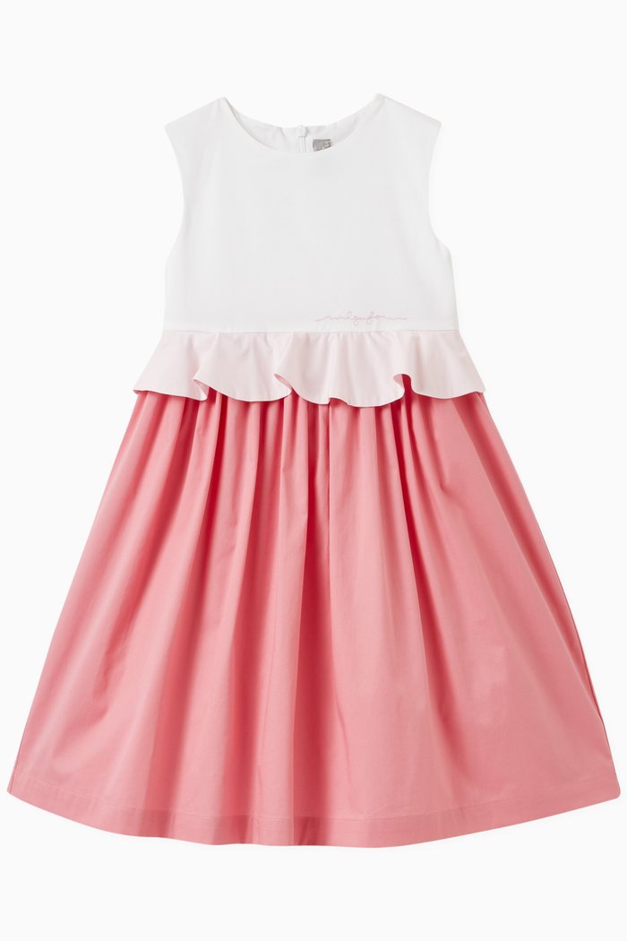 

Flounced Dress in Cotton, Multicolour