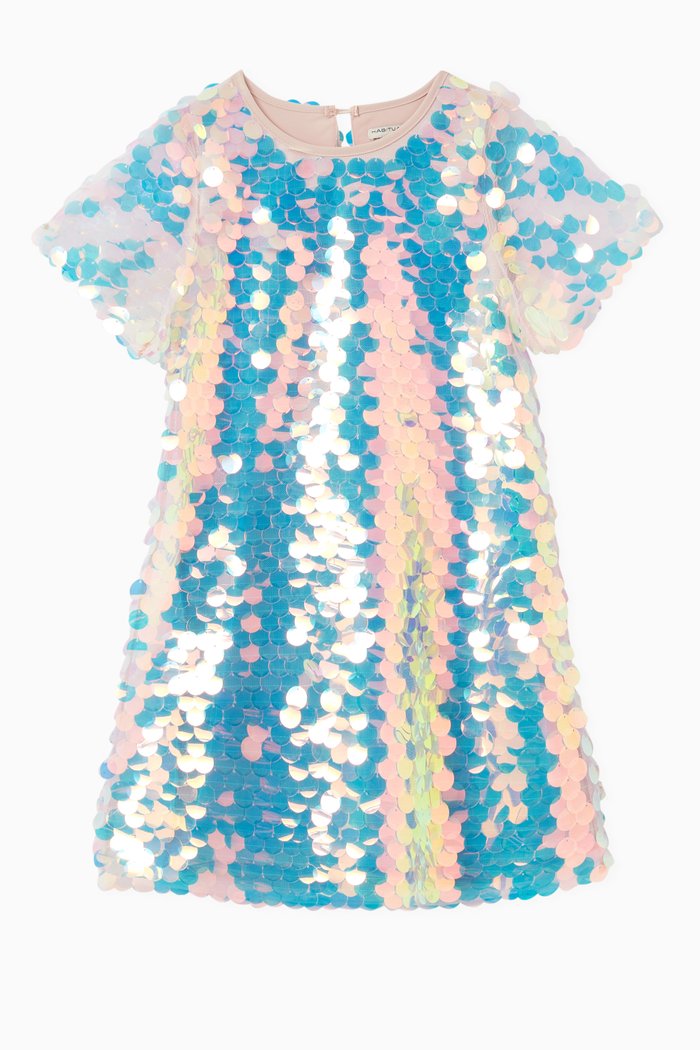 

Pailette Shift Dress in Polyester, Pink