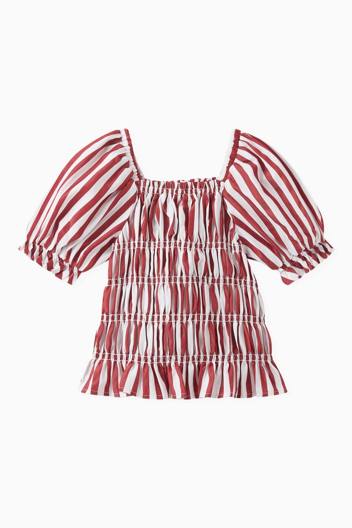 

Striped Smocked Top, Red