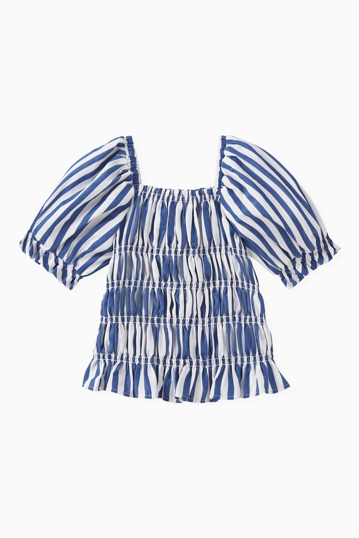 

Striped Smocked Top, Blue