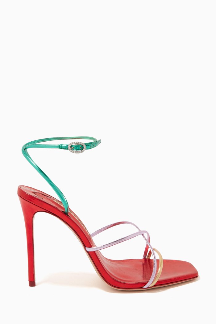 

Rosalia 100 Colour-block Sandals in Metallic-leather, Red