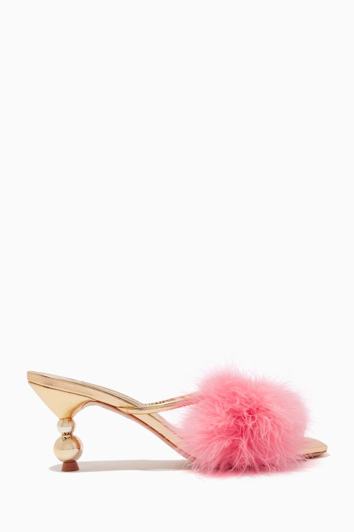 

Delicia Marabou 70 Mules in Feather & Leather, Gold