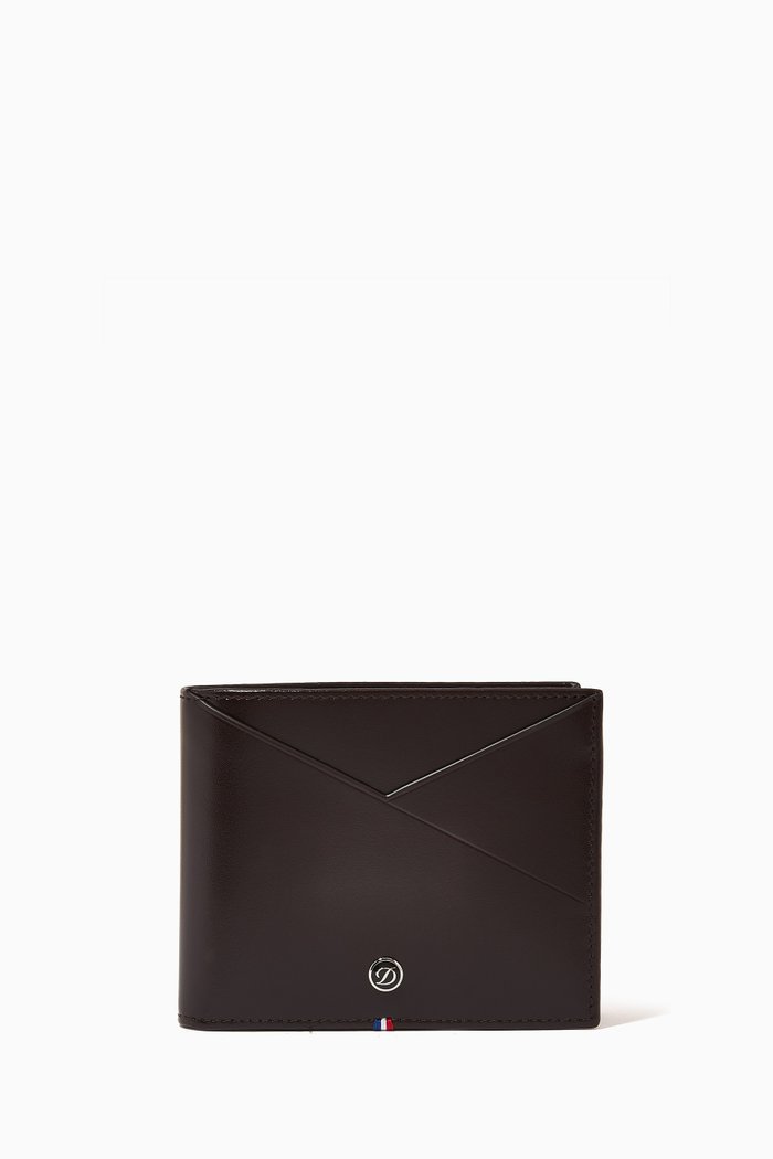 

Line D Capsule 8 Card Billfold Wallet in Leather, Brown