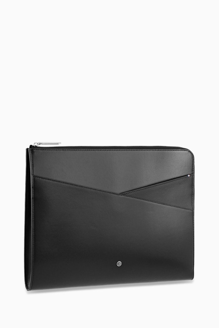 

Line D Capsule Zippered A4 Pocket Document Holder in Leather, Black