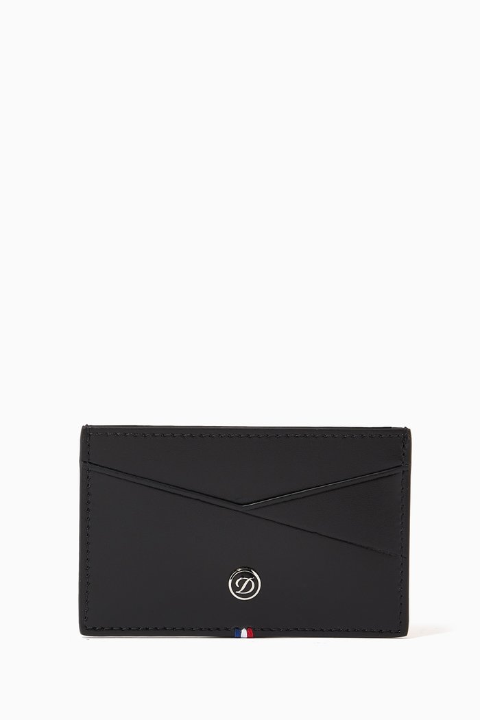 Line D Capsule 2 Credit Card Holder in Leather, Black