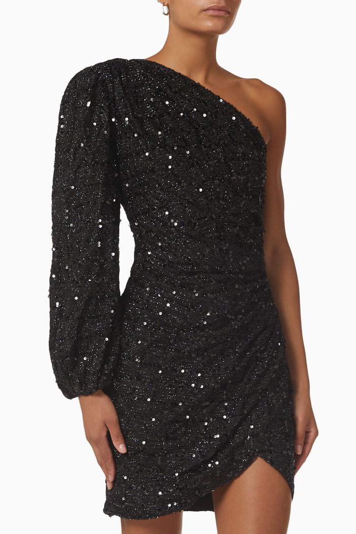 

Kehlani Mini Dress in Sequin Stretch-tweed, Black