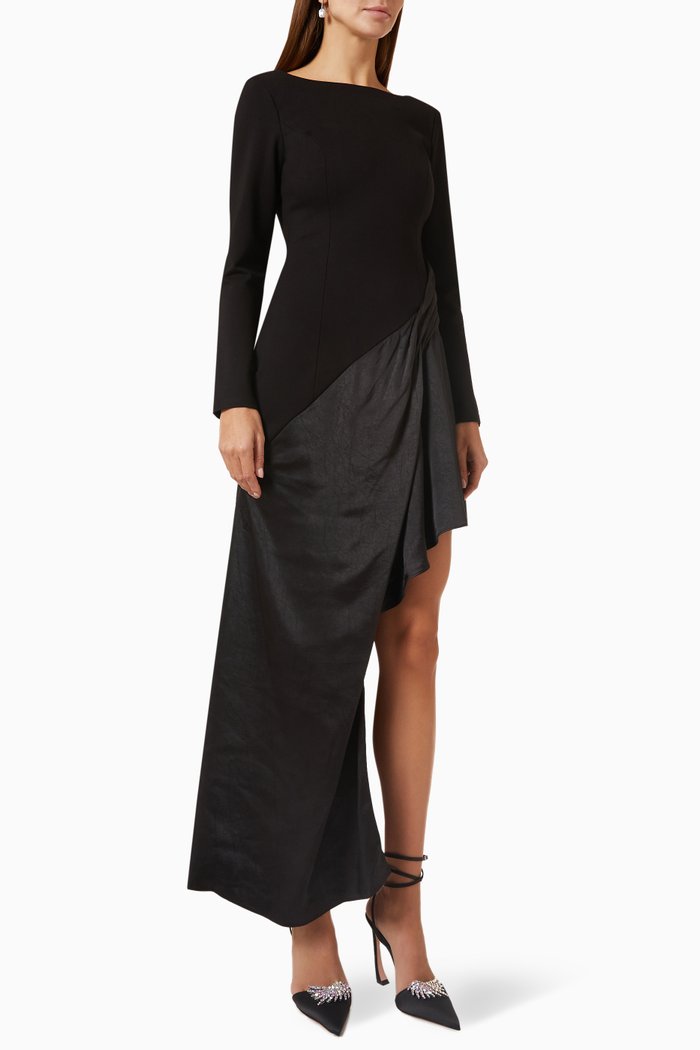 

Edinburgh Asymmetric Mini Dress, Black