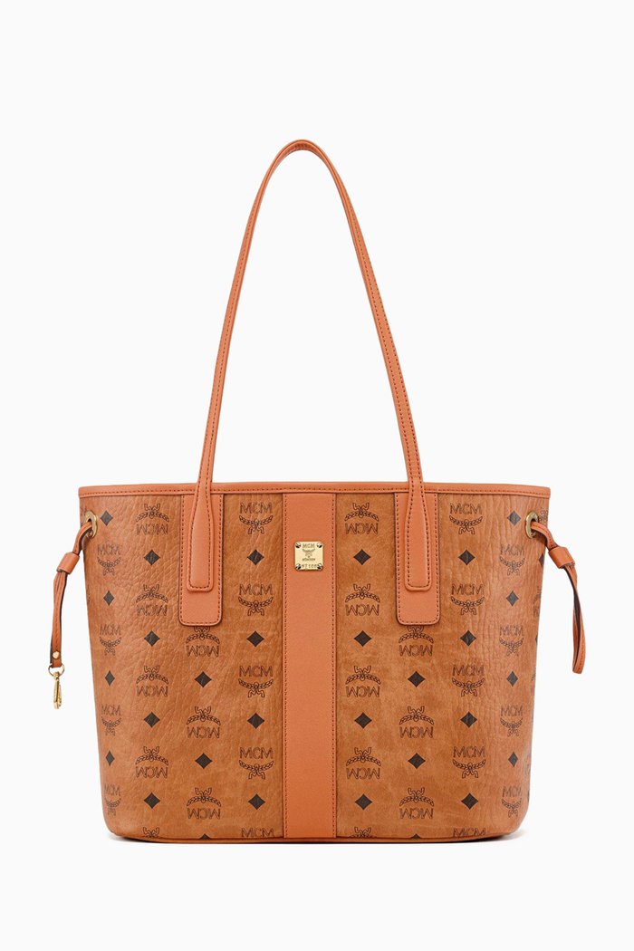 

Small Reversible Liz Shopper in Visetos & Cotton Canvas, Brown