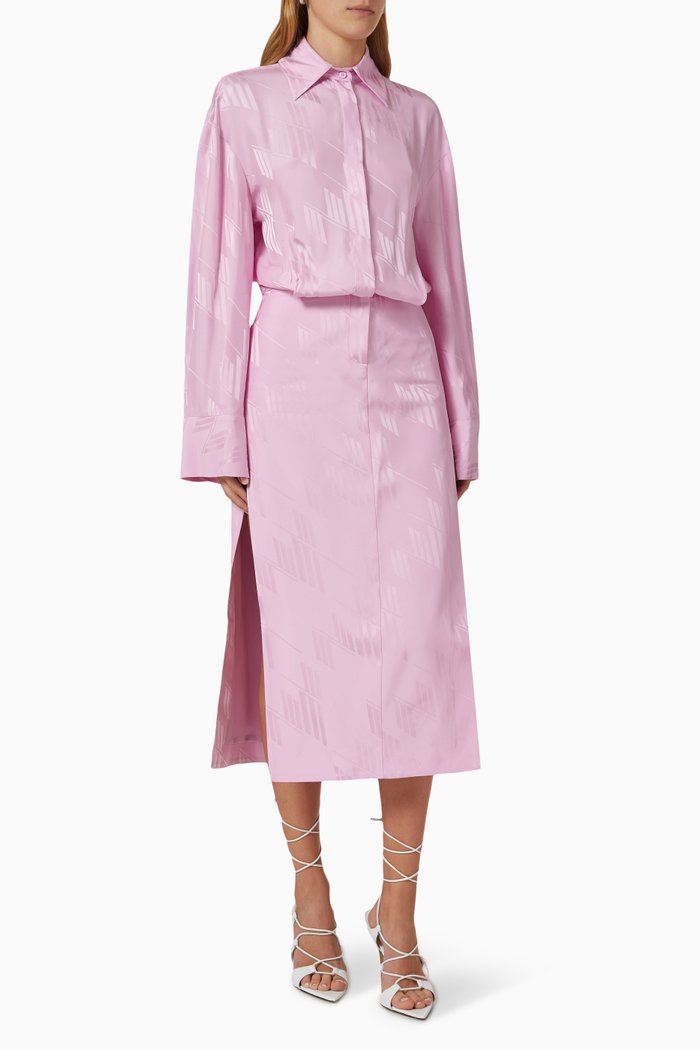 

Charla Midi Dress in Satin Jacquard, Pink
