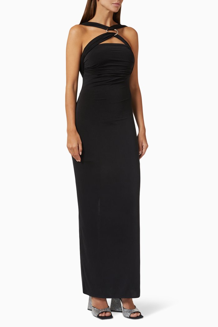 

Ginnie Halterneck Maxi Dress in Jersey, Black