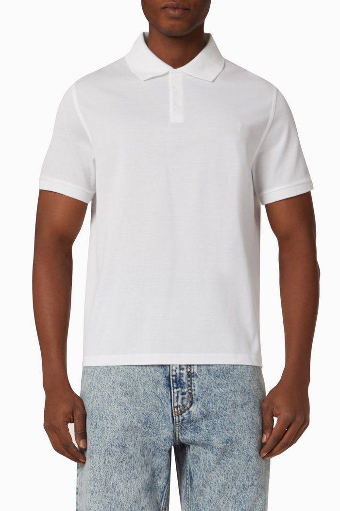 

Monogram Polo Shirt in Organic Cotton Piqué, White