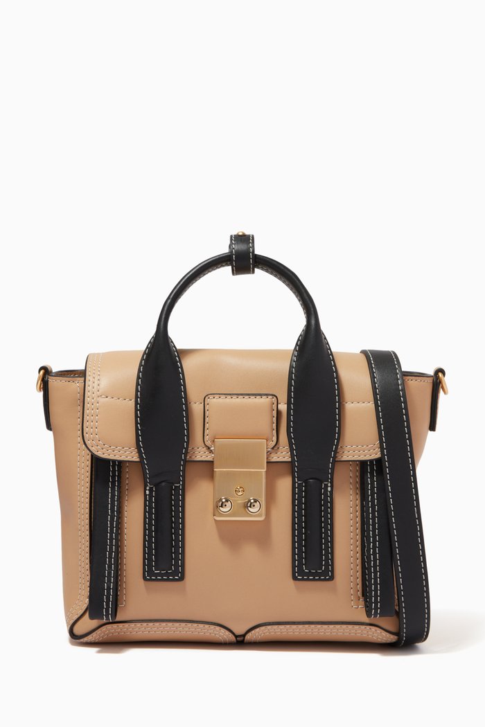 

Pashli Nano Satchel Bag in Shark-embossed Leather, Neutral