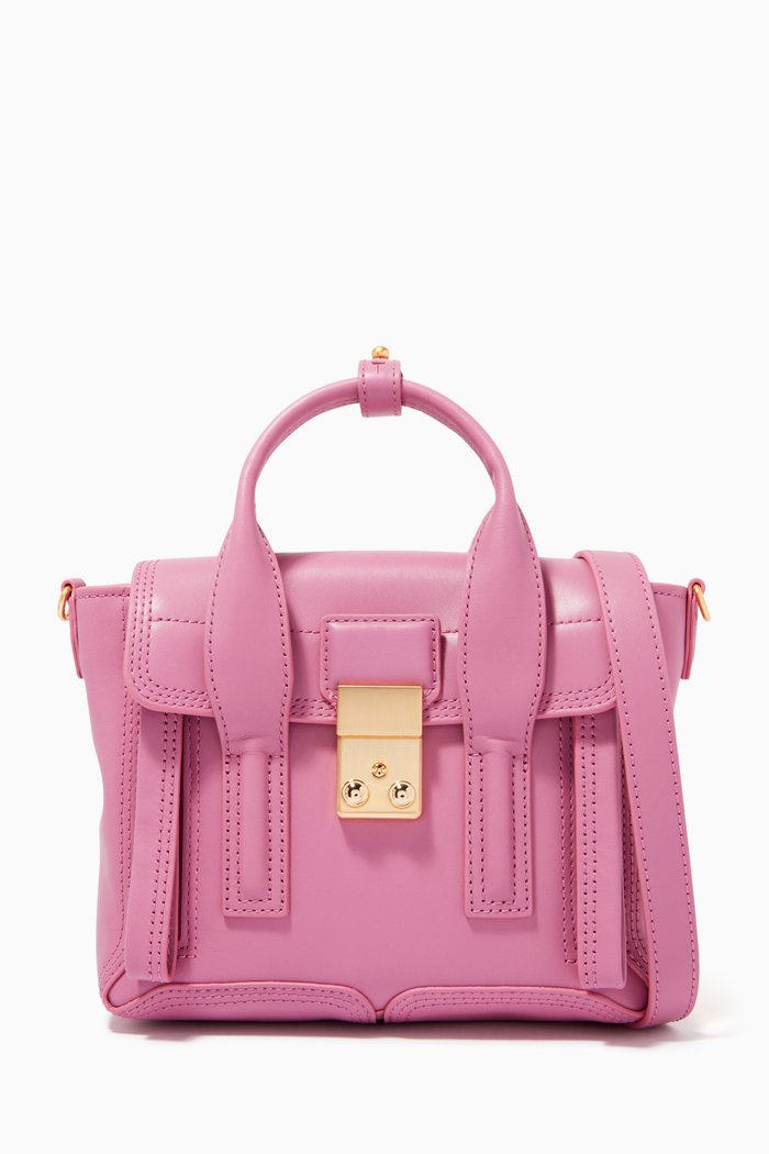 

Pashli Nano Satchel Bag in Shark-embossed Leather, Purple