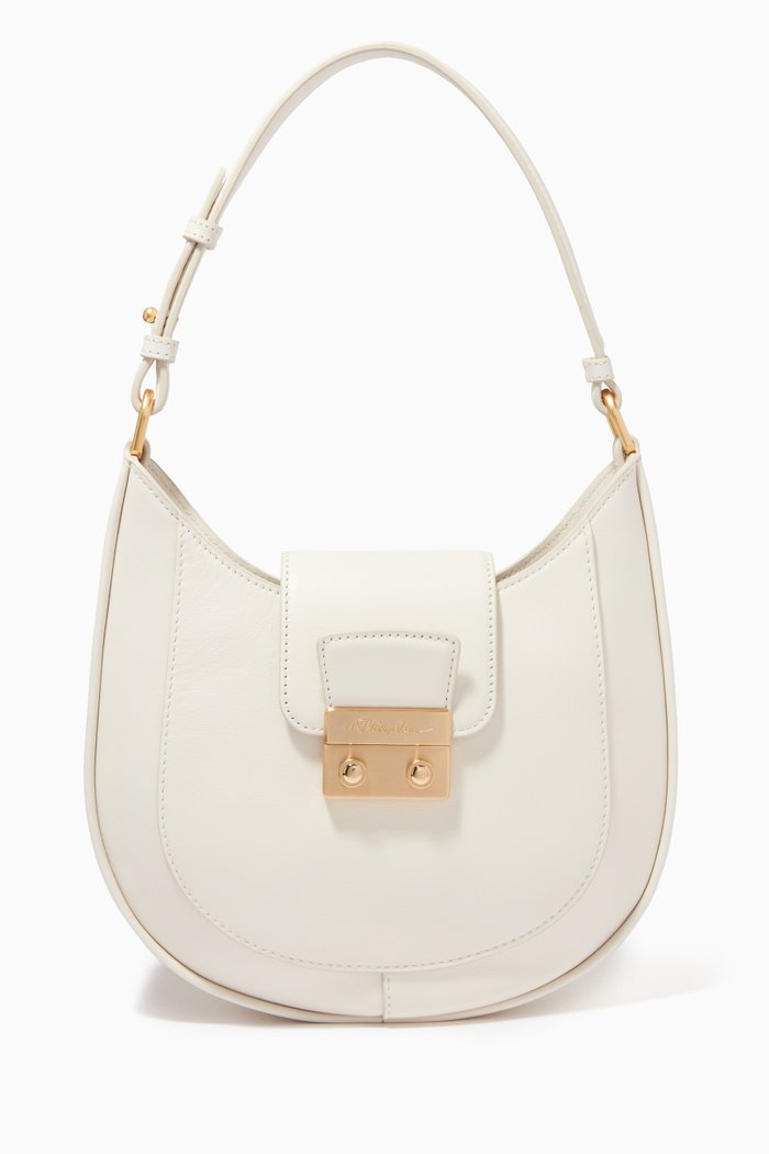 

Pashli Modern Hobo Bag in Leather, White