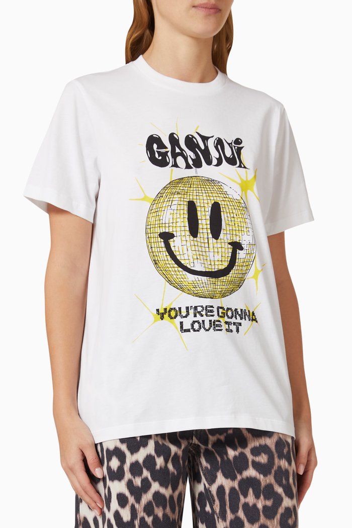 

Smiley Relaxed-fit T-shirt in Cotton, White