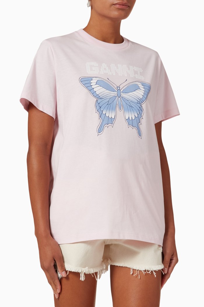 

Butterfly-print T-shirt in Organic Cotton, Purple
