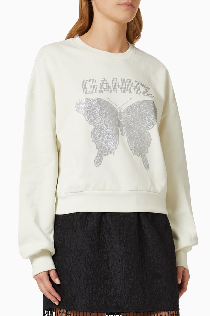 

Butterfly Sweatshirt in Fleece, White