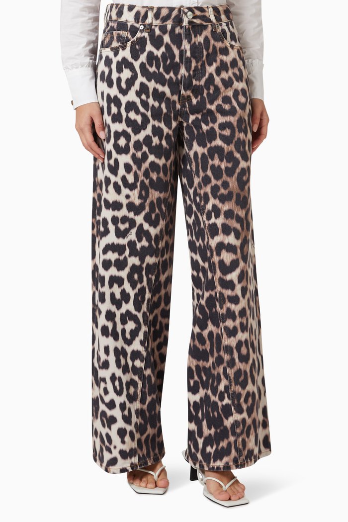 

Leopard-print Jeans in Denim, Brown