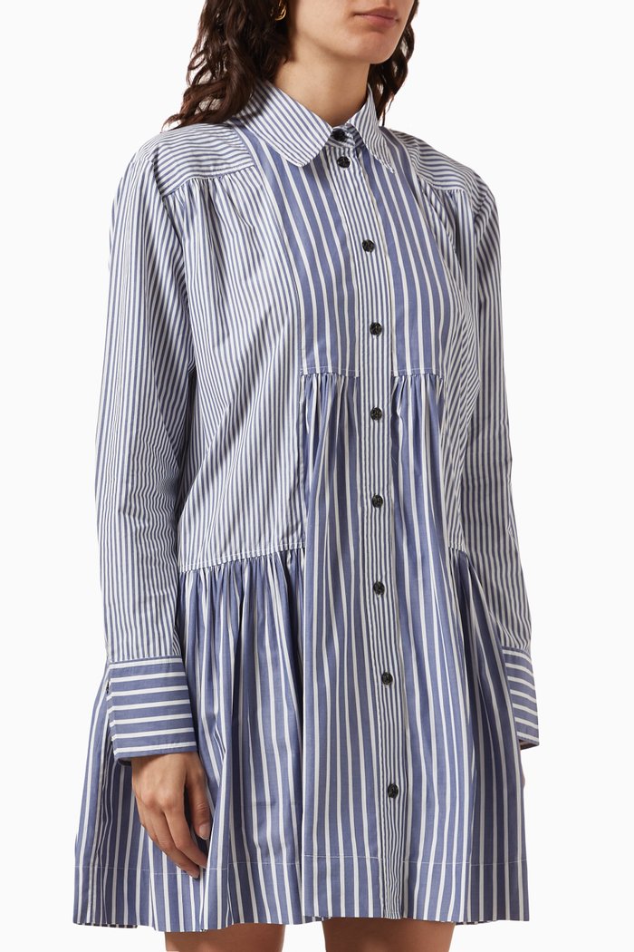 

Striped Shirt Dress in Cotton, Blue