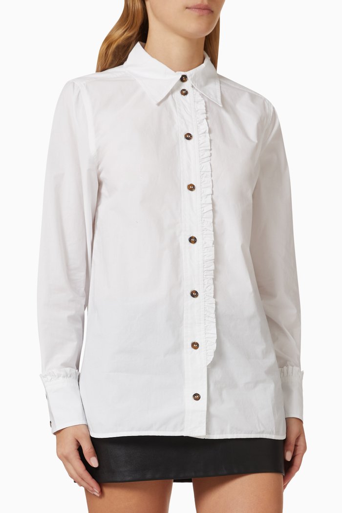 

Ruffle Shirt in Cotton Poplin, White