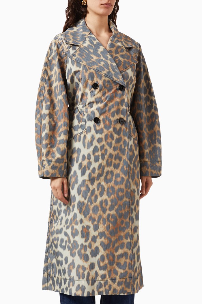 

Leopard Print Coat in Recycled Polyester, Multicolour