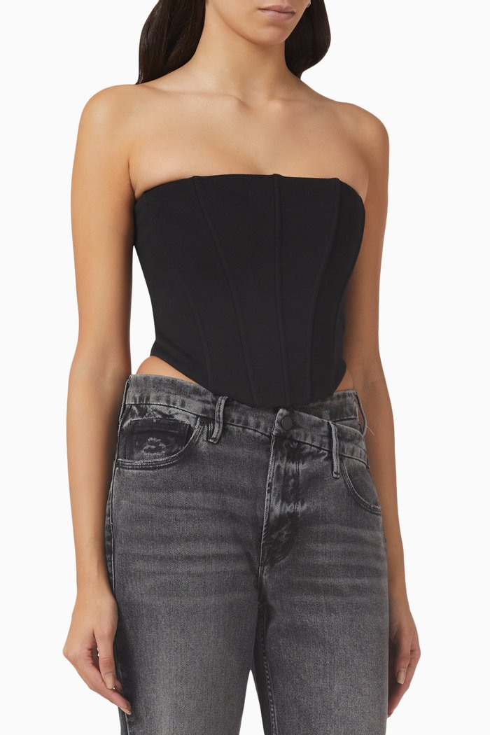 Sueded Fleece Corset in Cotton, Black