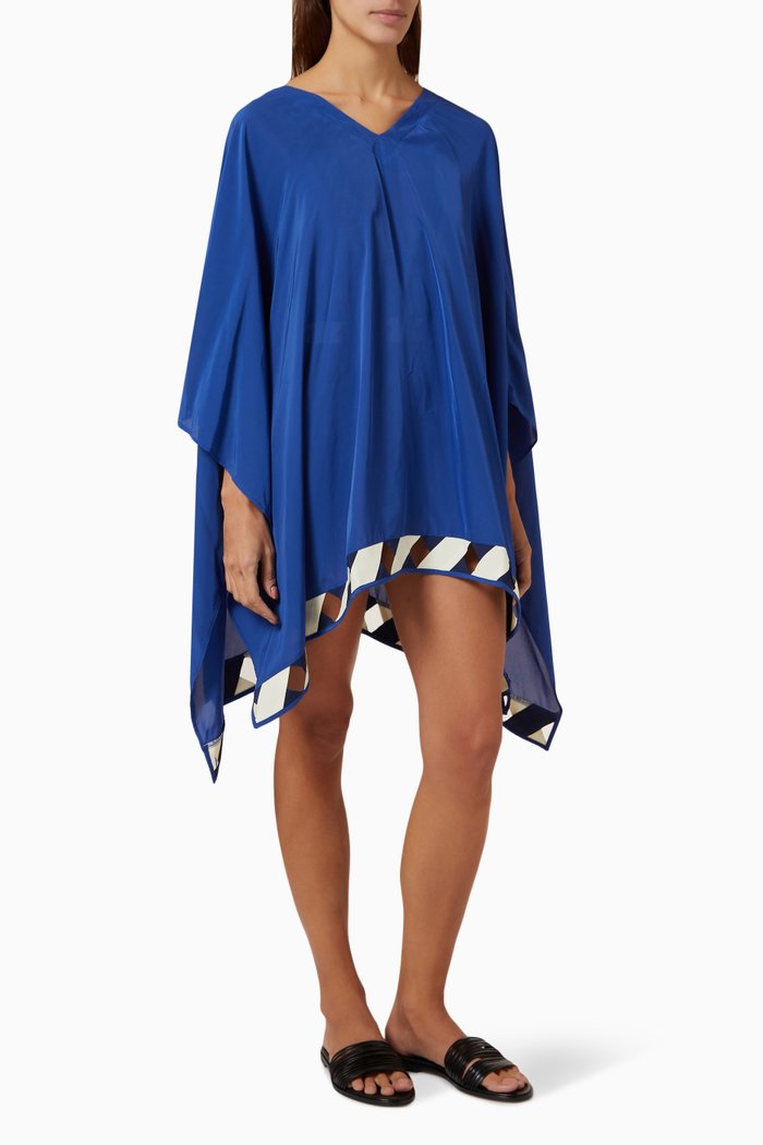 

Tulum Bandage Poncho in Viscose-chiffon, Blue