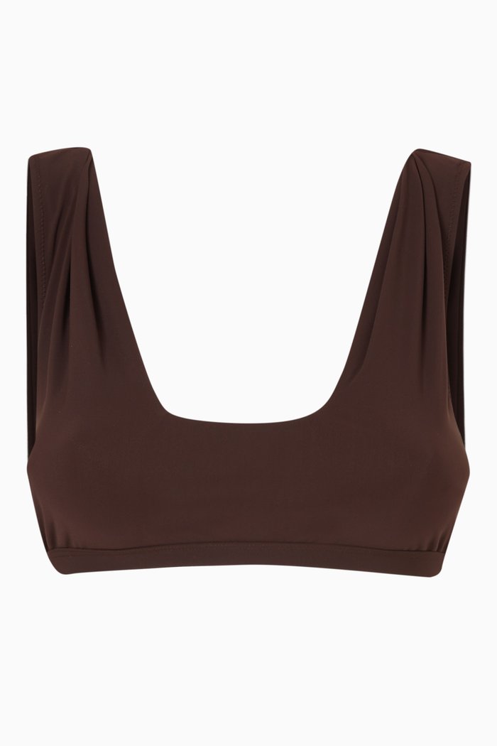 

Como Pleated Bikini Top, Brown