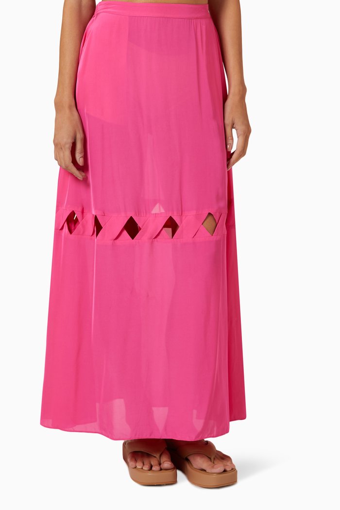 Sardinia Bandage Maxi Skirt in Viscose-chiffon, Pink