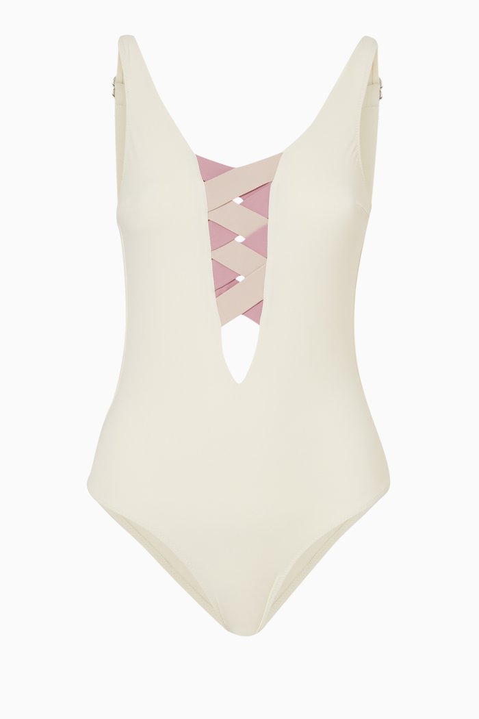 

St Martin Bandage One Piece Swimsuit, White
