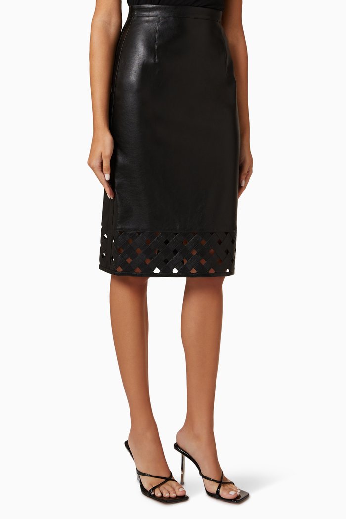 

Grigna Midi Skirt in Faux Leather, Black