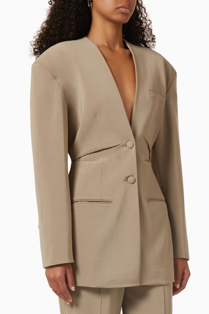 

Neat Pleat Blazer in Lyocell Blend, Neutral