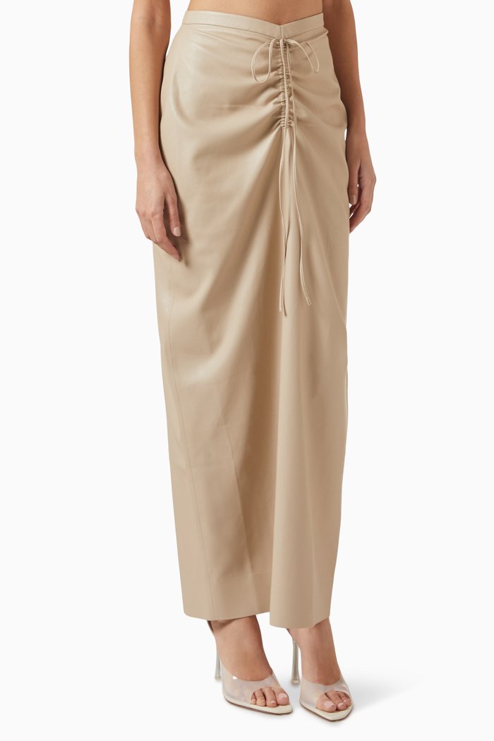 

Eva Maxi Skirt in Vegan Leather, Neutral