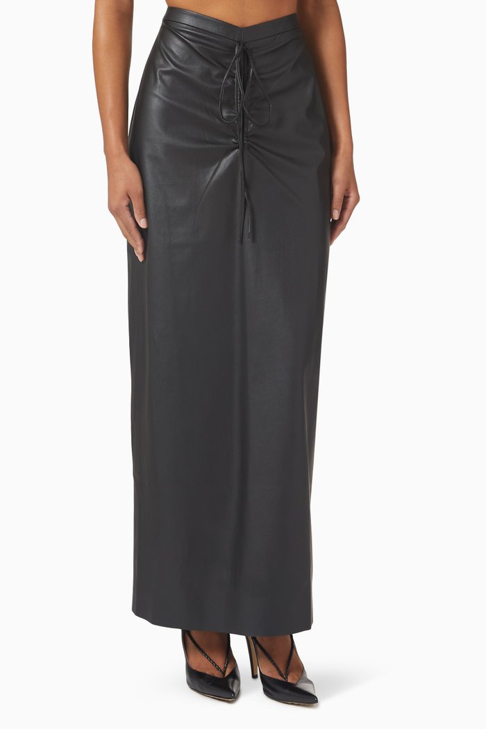 

Eva Maxi Skirt in Vegan Leather, Black