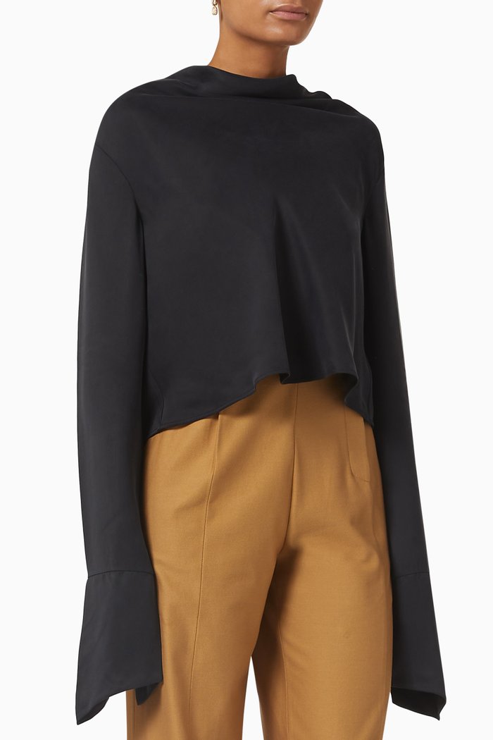 

Tie Top in Cupro, Black