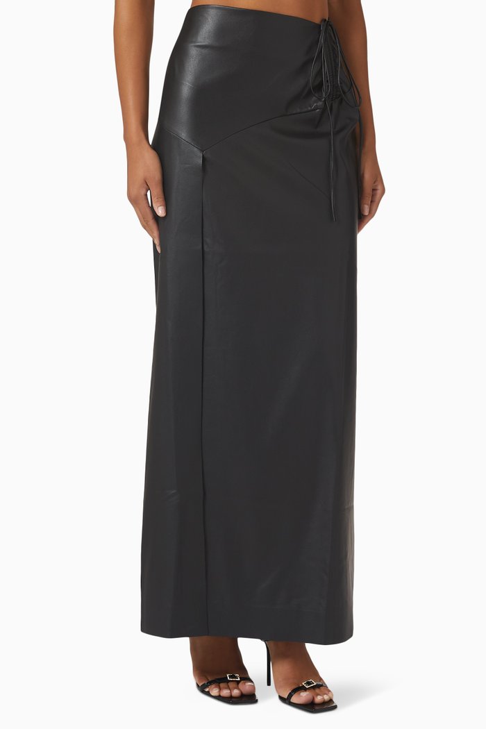 

Evan Maxi Skirt in Vegan Leather, Black
