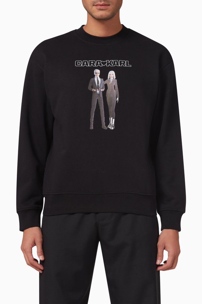 x Cara Delevingne Avatar Sweatshirt in Organic Cotton Jersey, Black