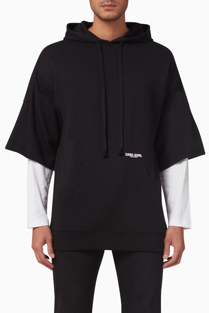 x Cara Delevingne Hoodie in Organic Cotton Jersey, Black