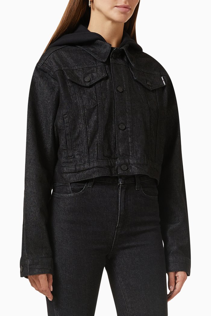 

x Cara Delevingne Crop Jacket in Denim, Black