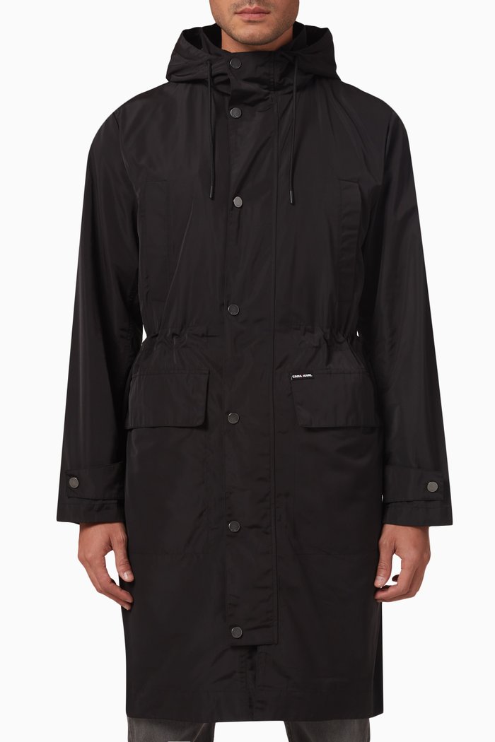 

x Cara Delevingne Hooded Parka in Recycled Technical Fabric, Black